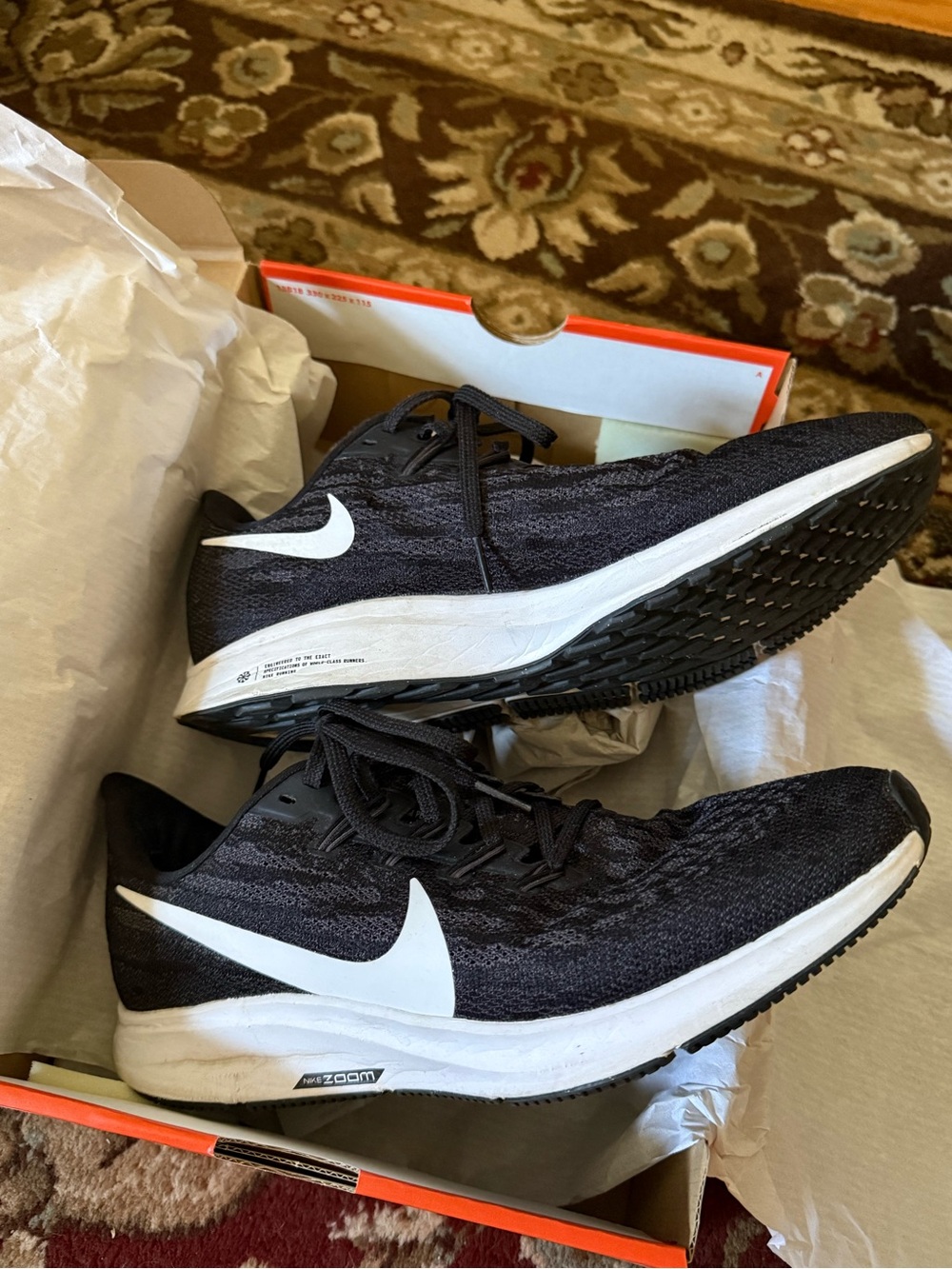 Nike Air Zoom Pegasus 36 Black White Running Shoes Women’s 10.5 w/ Box